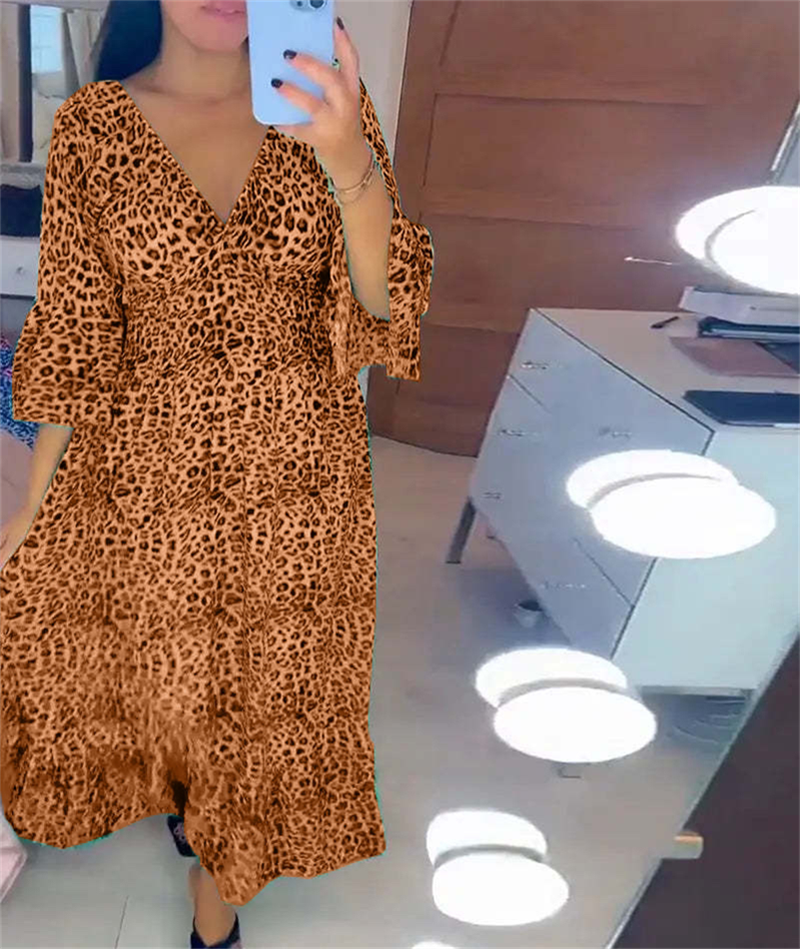🔥What should I wear tomorrow🔥Women's Cotton Wrap Dress with leopard pattern