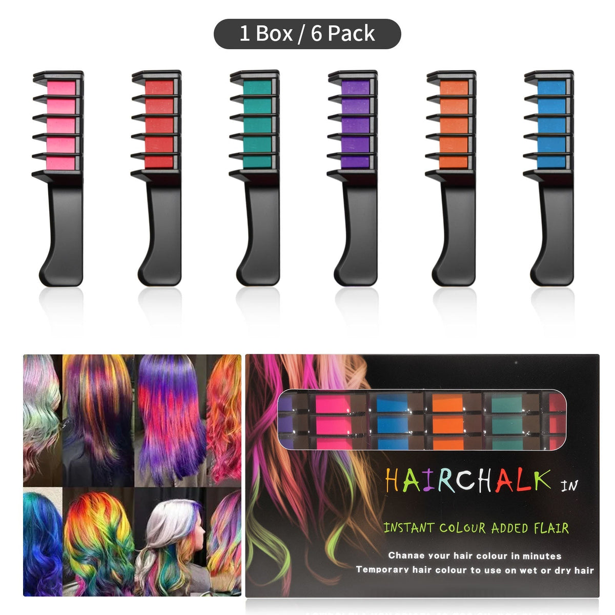 🎁Limited Time Discount🔥Temporary Hair Dye Chalk Comb- Cruelty Free