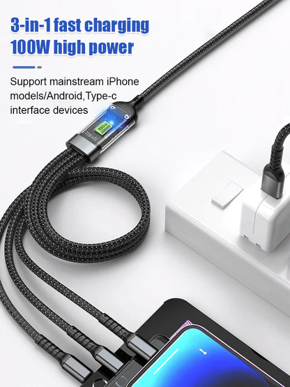 💥Limited Time 50% OFF🔥⚡Transparent Luminous 3-in-1 Super Fast Charging Cable