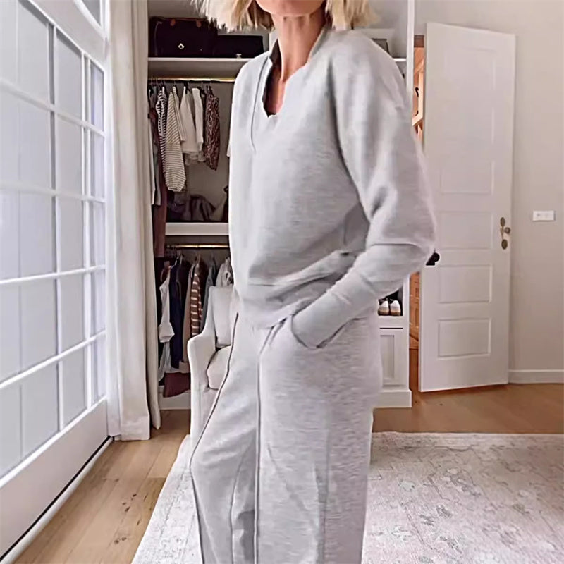 Women's casual fashion set (top + trousers)