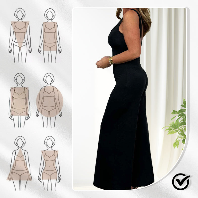 Women's Sexy U Neck Backless Wide Leg Jumpsuit