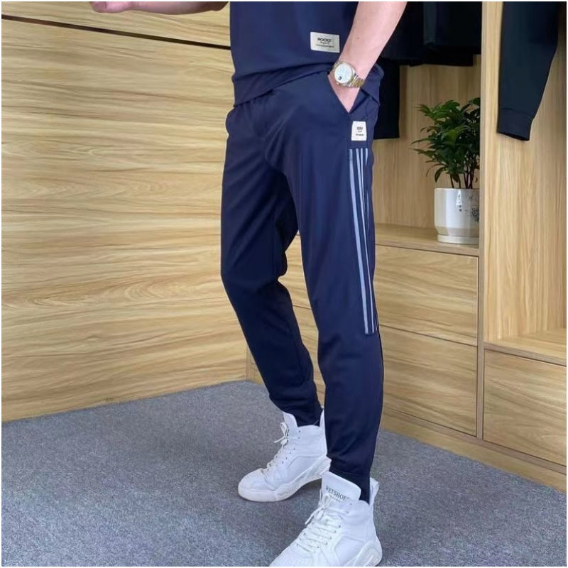 Men's Casual Sports Short Sleeve Long Pants Two-Piece Set
