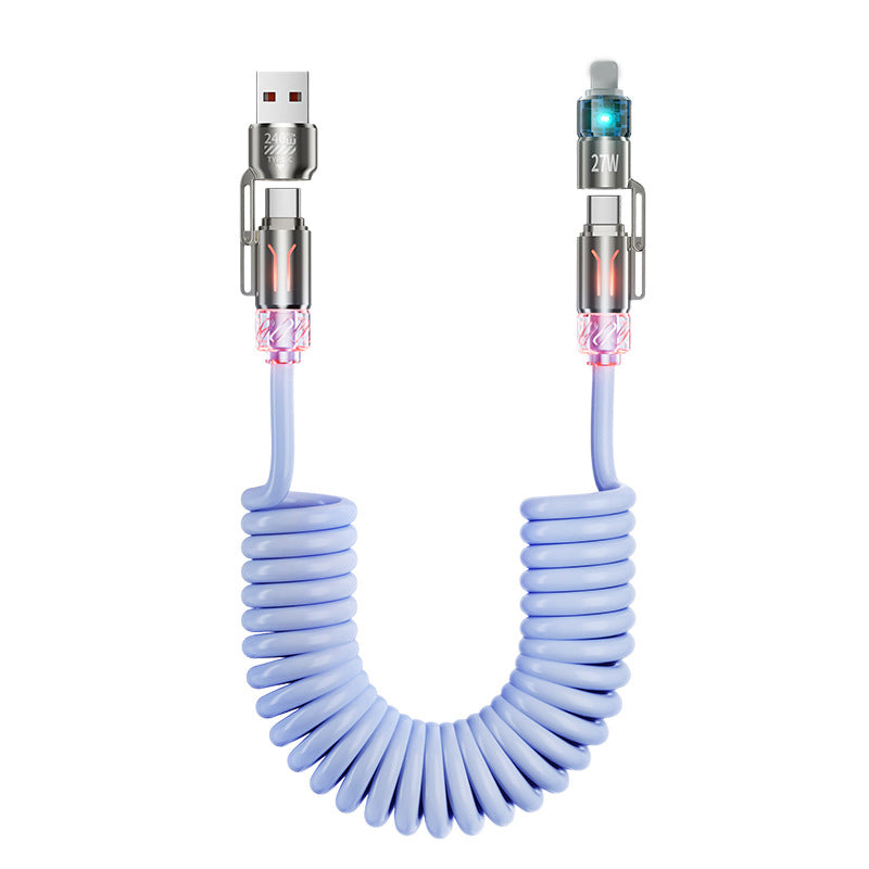 240W 4-in-1 Retractable Coiled Charging Cable