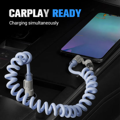 240W 4-in-1 Retractable Coiled Charging Cable