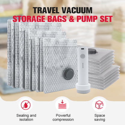 🔥 LAST DAY PROMOTION - 50%OFF 🔥Travel Vacuum Compression Storage Bags with USB - Rechargeable Electric Pump - Ultra - Compact, Lightweight Space - Savers for Clothing & Travel Essentials.