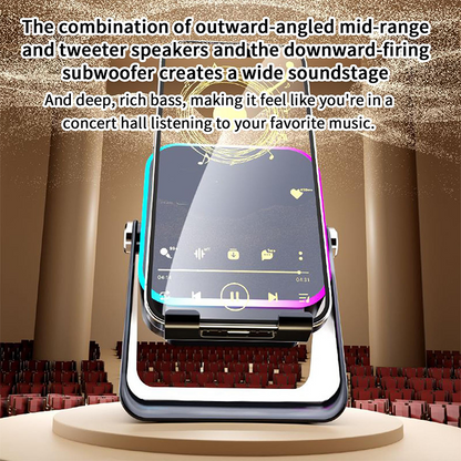 5-in-1 Wireless Induction Bluetooth Speaker with Adjustable Phone Stand