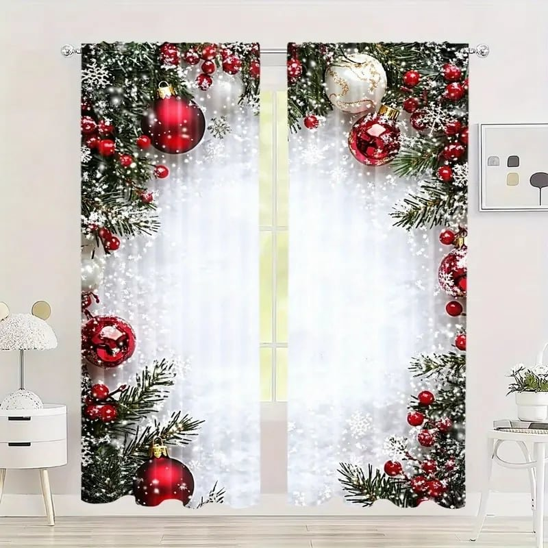 🔥 LAST DAY PROMOTION - 50%OFF 🔥 Christmas Window Curtains 2-Piece Set for Home Decor