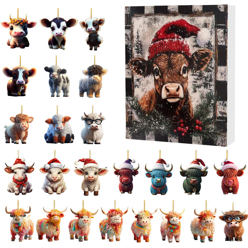 🎄Christmas Sale 50% OFF🎉Advent Calendar with Highland Cow Design