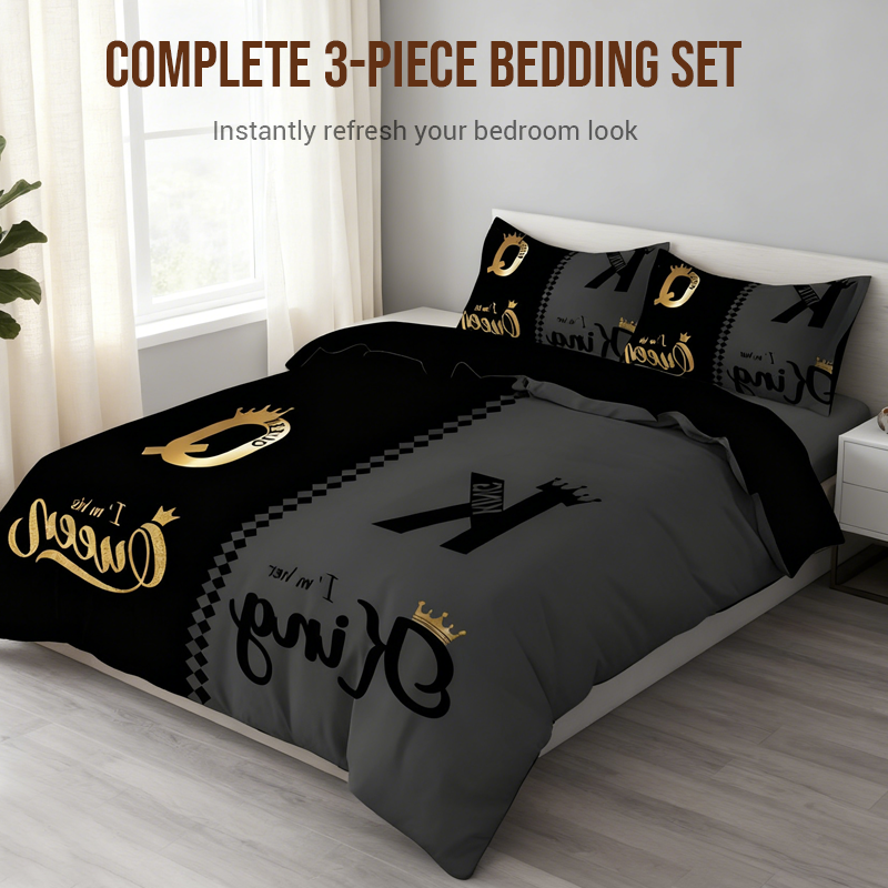 💥Christmas Sale 50% OFF🔥3-Piece "King & Queen" Couple's Duvet Cover Set-Elegant Design & Premium Comfort✅✨