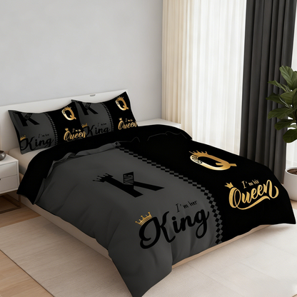 💥Christmas Sale 50% OFF🔥3-Piece "King & Queen" Couple's Duvet Cover Set-Elegant Design & Premium Comfort✅✨