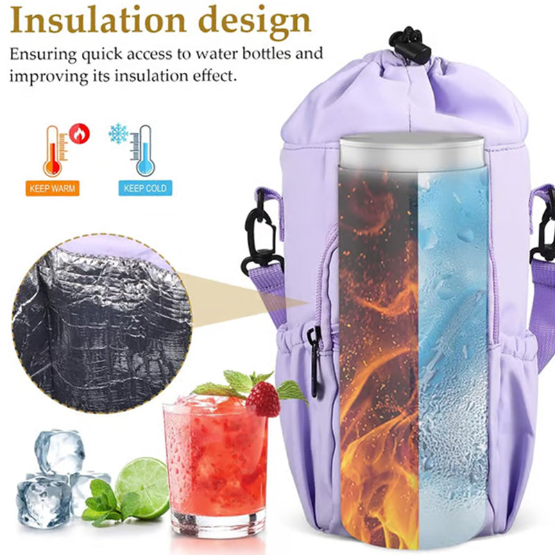 Water Bottle Carrier Bag with Phone Pockets